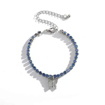 Simple Rhinestone Chain Butterfly Pendant Bracelet