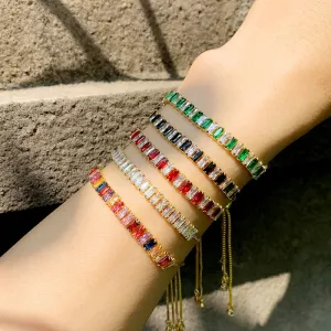 Bohemian Colorful Crystal Adjustable Link Bracelet for Women Copper Geometric