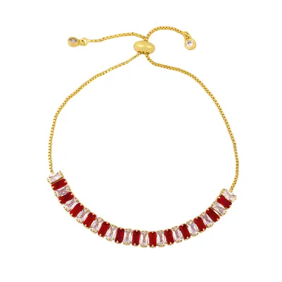 Bohemian Colorful Crystal Adjustable Link Bracelet for Women Copper Geometric