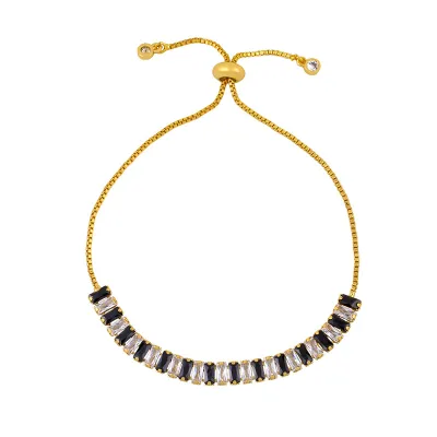 Bohemian Colorful Crystal Adjustable Link Bracelet for Women Copper Geometric
