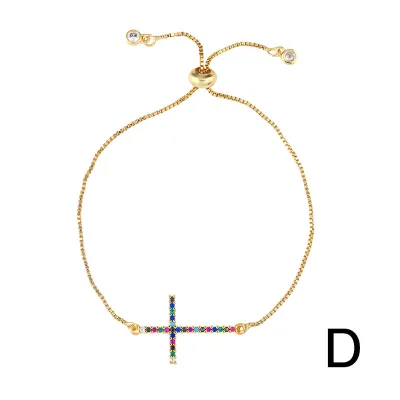 Ocean Shell Cross Design Rhinestone Decor Bracelet