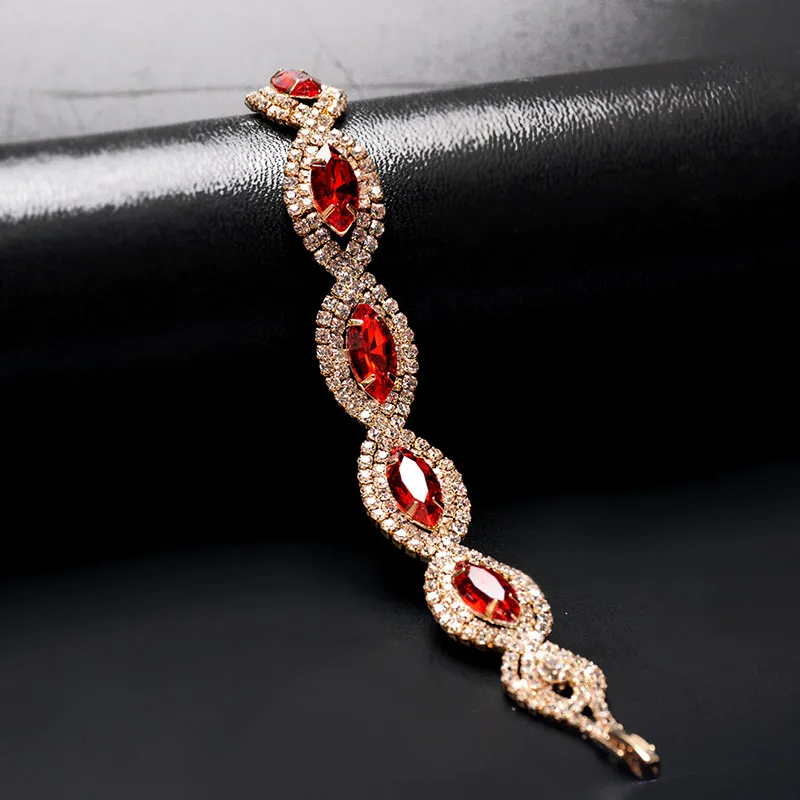 Fashion Ladies Wedding Crystal Bracelet Copper Glass
