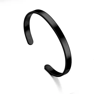 Adjustable Men C Shape Solid Color Stainless Steel Bangle Bracelet