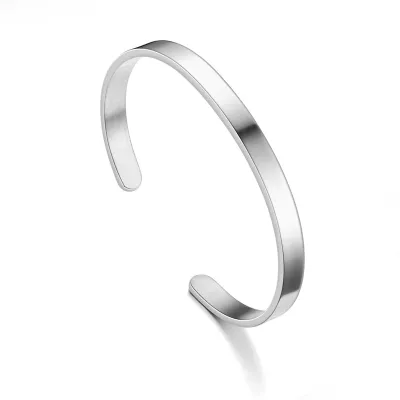 Adjustable Men C Shape Solid Color Stainless Steel Bangle Bracelet