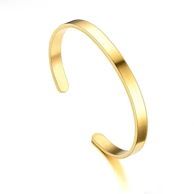 Adjustable Men C Shape Solid Color Stainless Steel Bangle Bracelet