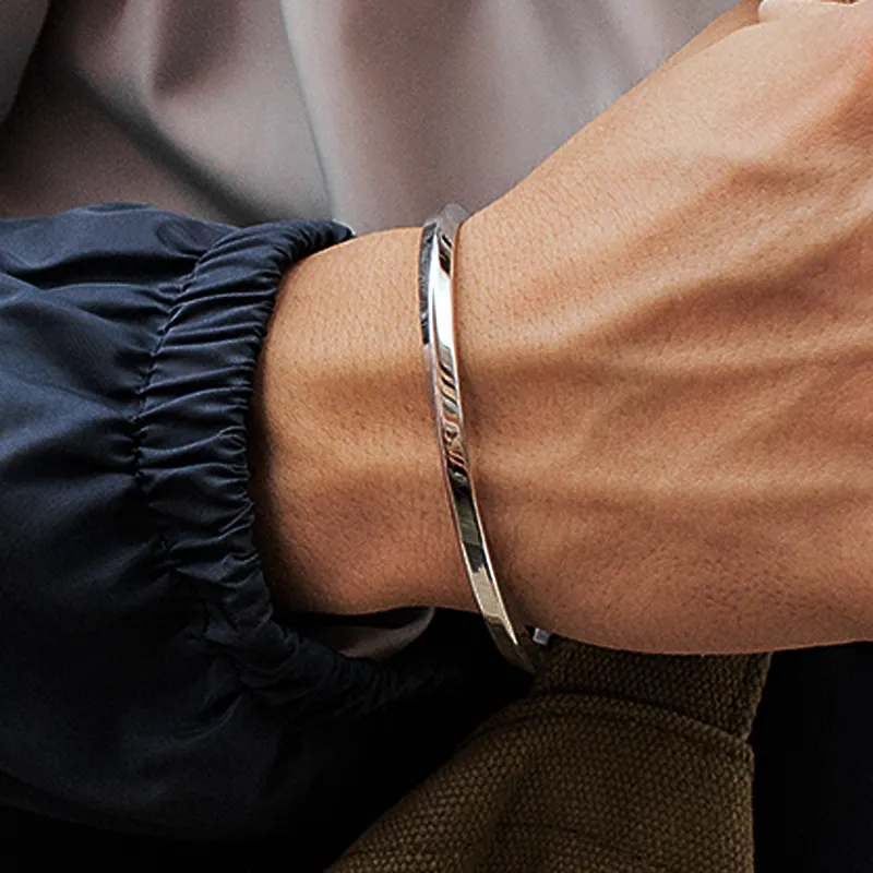Men's C Shape Solid Color Stainless Steel Bangle