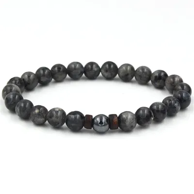 Fashion Men's Volcanic Stone Lapis Lazuli Crystal Vintage Geometric Beaded Bracelet