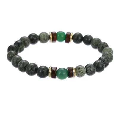 Fashion Men's Volcanic Stone Lapis Lazuli Crystal Vintage Geometric Beaded Bracelet