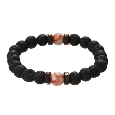Fashion Men's Volcanic Stone Lapis Lazuli Crystal Vintage Geometric Beaded Bracelet