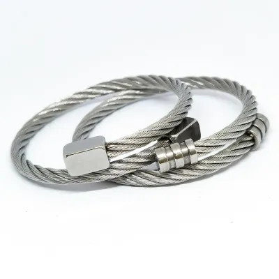 Adjustable Men Solid Color Square Head Stainless Steel Bracelet