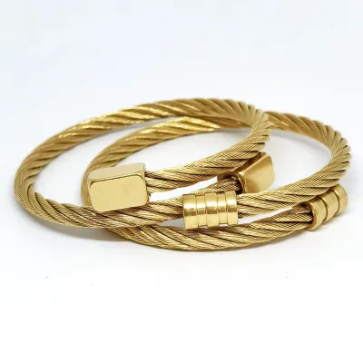 Adjustable Men Solid Color Square Head Stainless Steel Bracelet