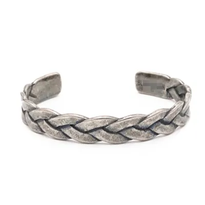 Men's Retro Solid Color Open Twist Bangle Bracelet in Titanium Steel