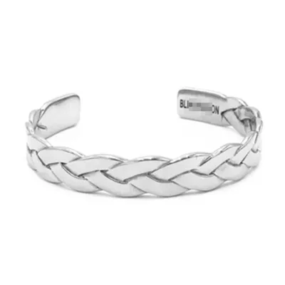Men's Retro Solid Color Open Twist Bangle Bracelet in Titanium Steel