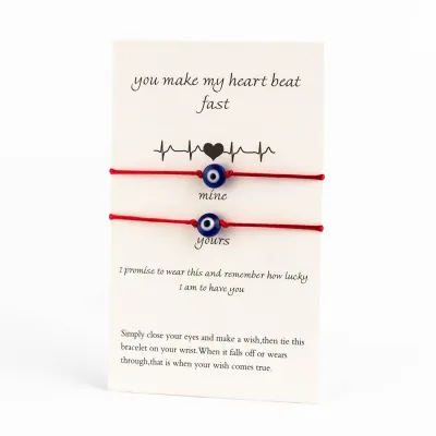 Red String Evil Eye Decor Couple Bracelet Fashion OL Unisex Geometric Glass