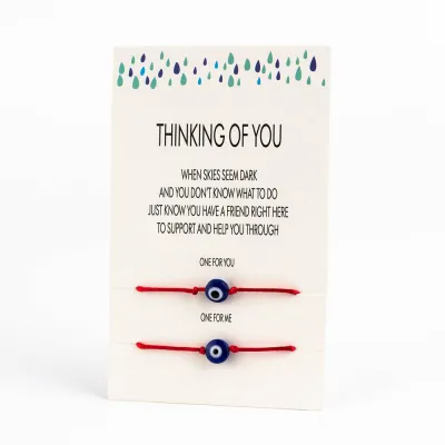 Red String Evil Eye Decor Couple Bracelet Fashion OL Unisex Geometric Glass