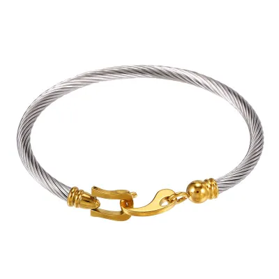 Men Unique Metal Buckle Titanium Steel Geometric Bracelet