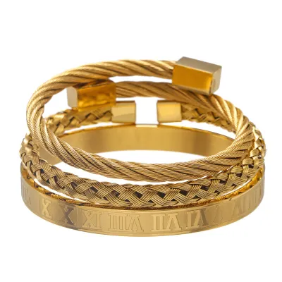 Unique All-Match Roman Letter Weave Stainless Steel Bracelet