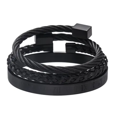 Unique All-Match Roman Letter Weave Stainless Steel Bracelet