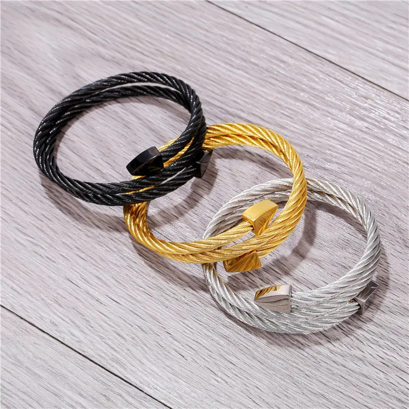Fashion Triangle Geometric Multilayer Titanium Steel Unisex Bracelet
