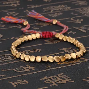 Unisex Cotton Rope Braided Copper Beads Geometric Bracelet