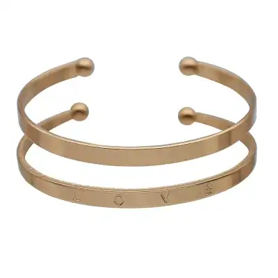 2pcs/set Women Unique Opening Heart-shaped Metal Bracelet Set