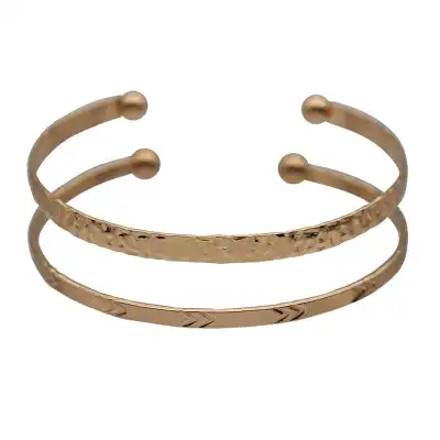 2pcs/set Women Unique Opening Heart-shaped Metal Bracelet Set
