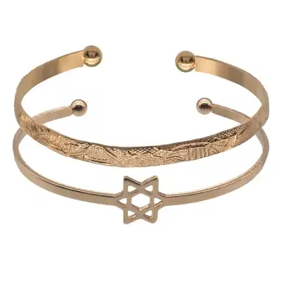 2pcs/set Women Unique Opening Heart-shaped Metal Bracelet Set