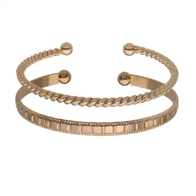 2pcs/set Women Unique Opening Heart-shaped Metal Bracelet Set
