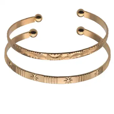 2pcs/set Women Unique Opening Heart-shaped Metal Bracelet Set