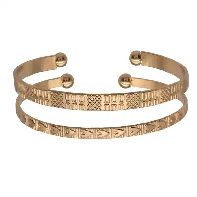 2pcs/set Women Unique Opening Heart-shaped Metal Bracelet Set
