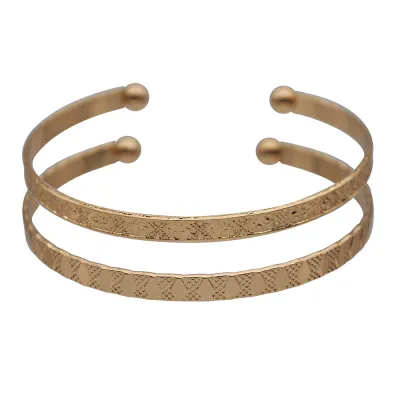 2pcs/set Women Unique Opening Heart-shaped Metal Bracelet Set