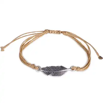 Simple Solid Color Leaf Shaped Design Adjustable Exotic Women's String Bracelet