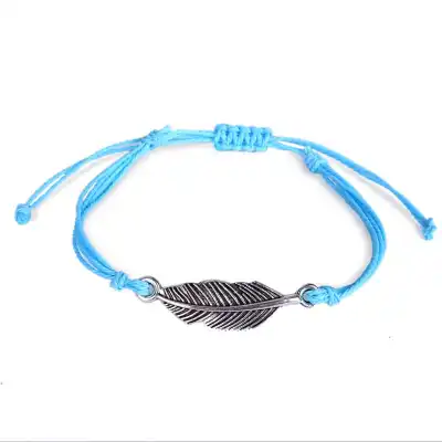 Simple Solid Color Leaf Shaped Design Adjustable Exotic Women's String Bracelet