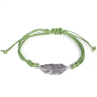 Simple Solid Color Leaf Shaped Design Adjustable Exotic Women's String Bracelet