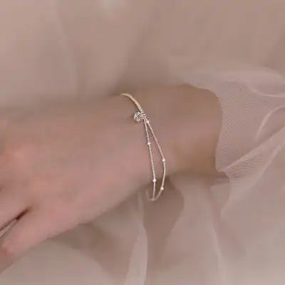 Women Simple Pentagram Decorative Double-layer Copper Bracelet