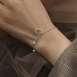 Women Minimalist Star Moon Zircon Decorative Bracelet Copper