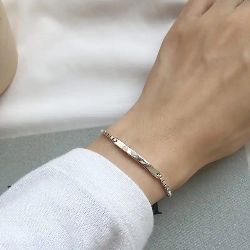 Women Minimalist Arc Box Chain Geometric Design Bracelet