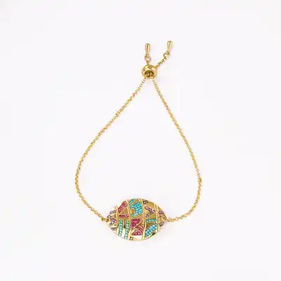 Vintage Color Rhinestone Geometric Alloy Bracelet