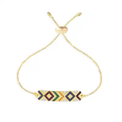 Vintage Color Rhinestone Geometric Alloy Bracelet