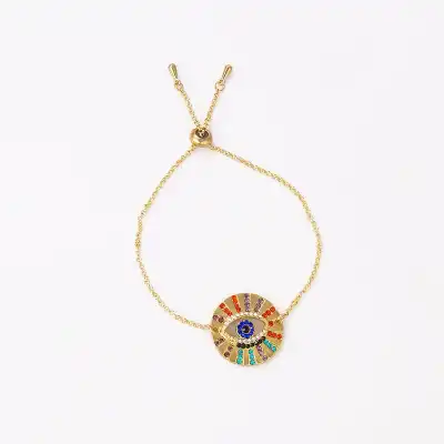 Vintage Color Rhinestone Geometric Alloy Bracelet