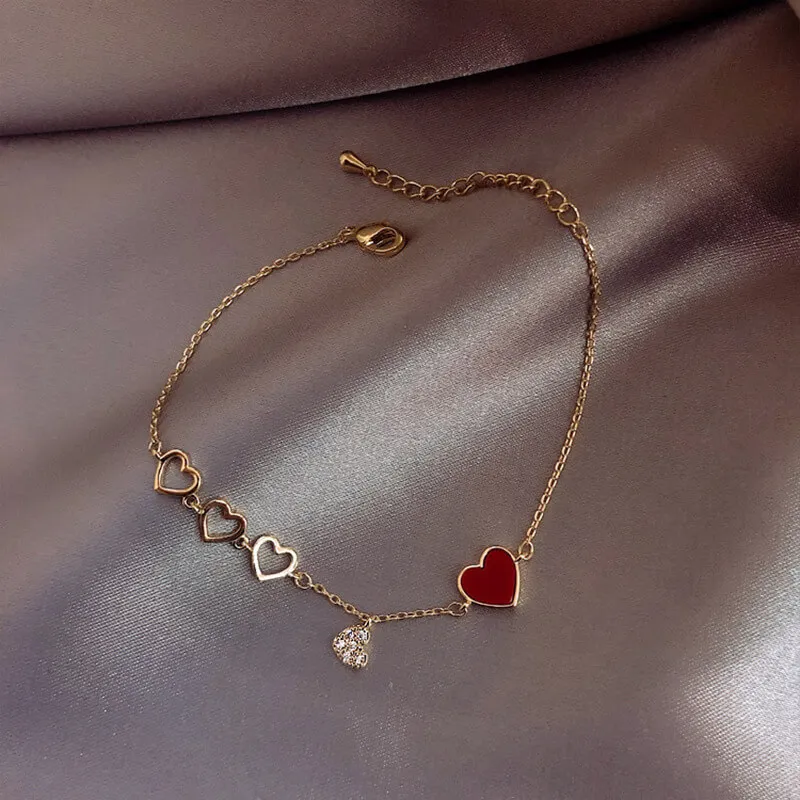 Women Minimalist Heart Shaped Alloy Decorative Bracelet