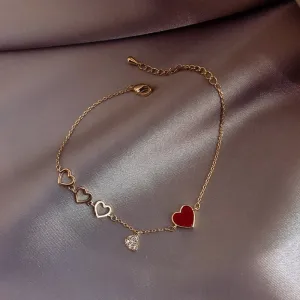 Women Minimalist Heart Shaped Alloy Decorative Bracelet