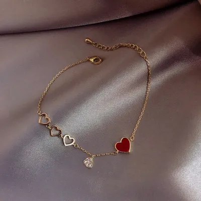 Women Minimalist Heart Shaped Alloy Decorative Bracelet