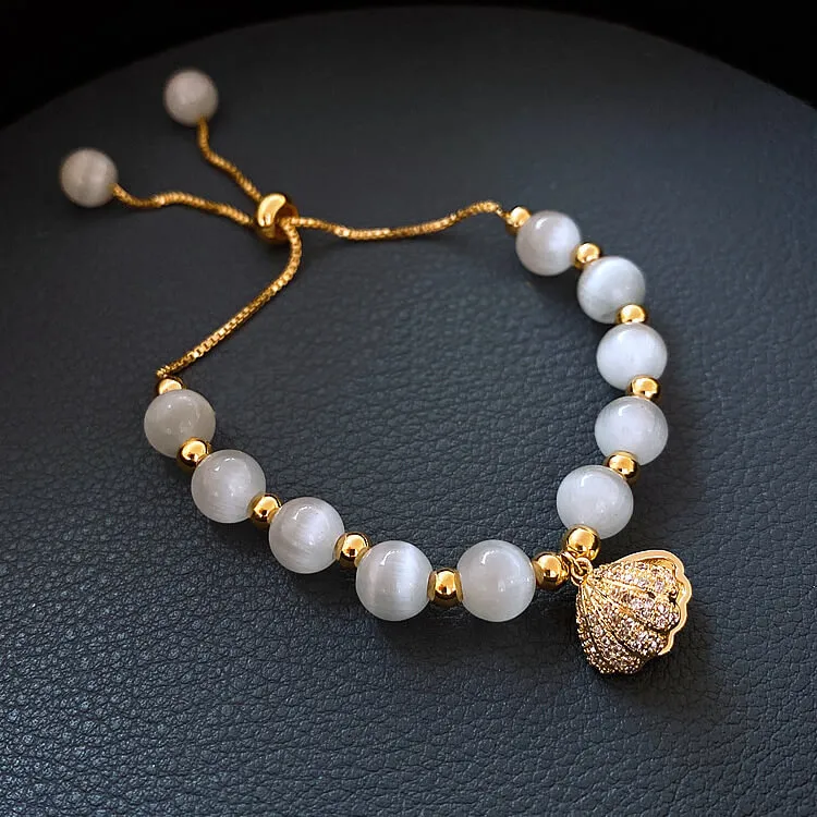 Women Temperament Shell Pearl Decorative Adjustable Bracelet