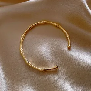 Women Unique Bamboo Joint Design Geometric Copper Bangles