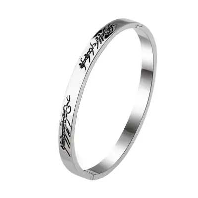 Women Fashion Letter Design Heart-shaped Bangle Simple Unisex Alloy