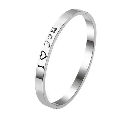 Women Fashion Letter Design Heart-shaped Bangle Simple Unisex Alloy