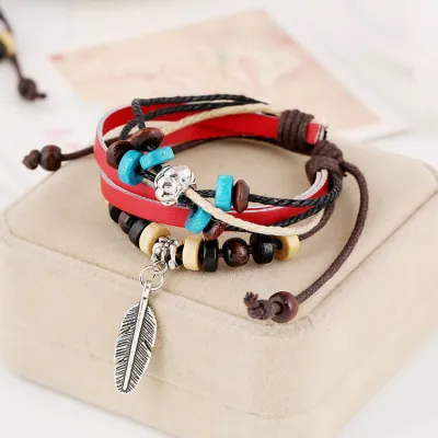 Bohemia Style Feather And Bead Decorative Bracelet