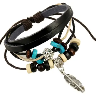 Bohemia Style Feather And Bead Decorative Bracelet