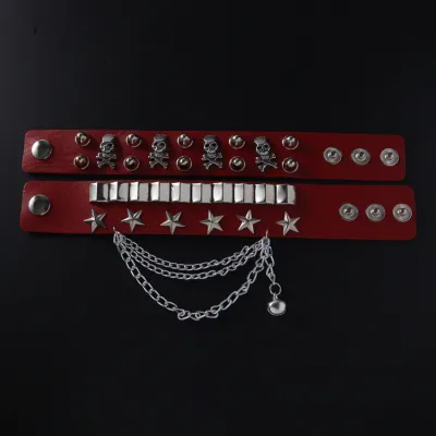 Men Punk Style Skull Rivet Decorative Bracelet Set